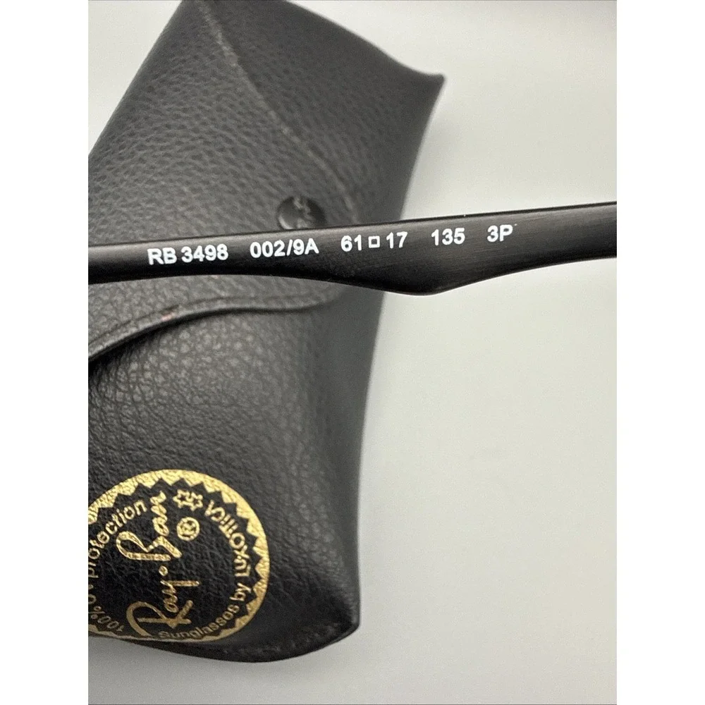 RAY-BAN RB3498 002/9A BLACK AUTHENTIC FULL RIM PILOT SUNGLASSES 61-17-135 & CASE